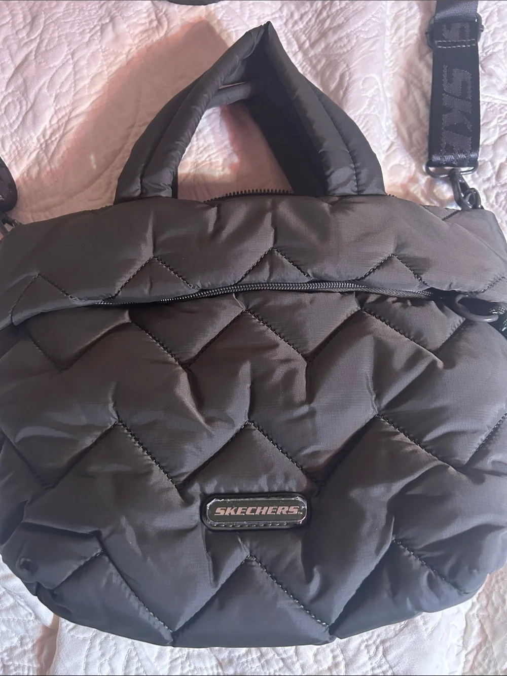 Skechers Quilted Hunter Green Crossbody Puffer Bag